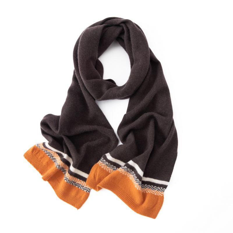 Autumn/Winter Women's Pure Cashmere Color Block Loose Knit Scarf