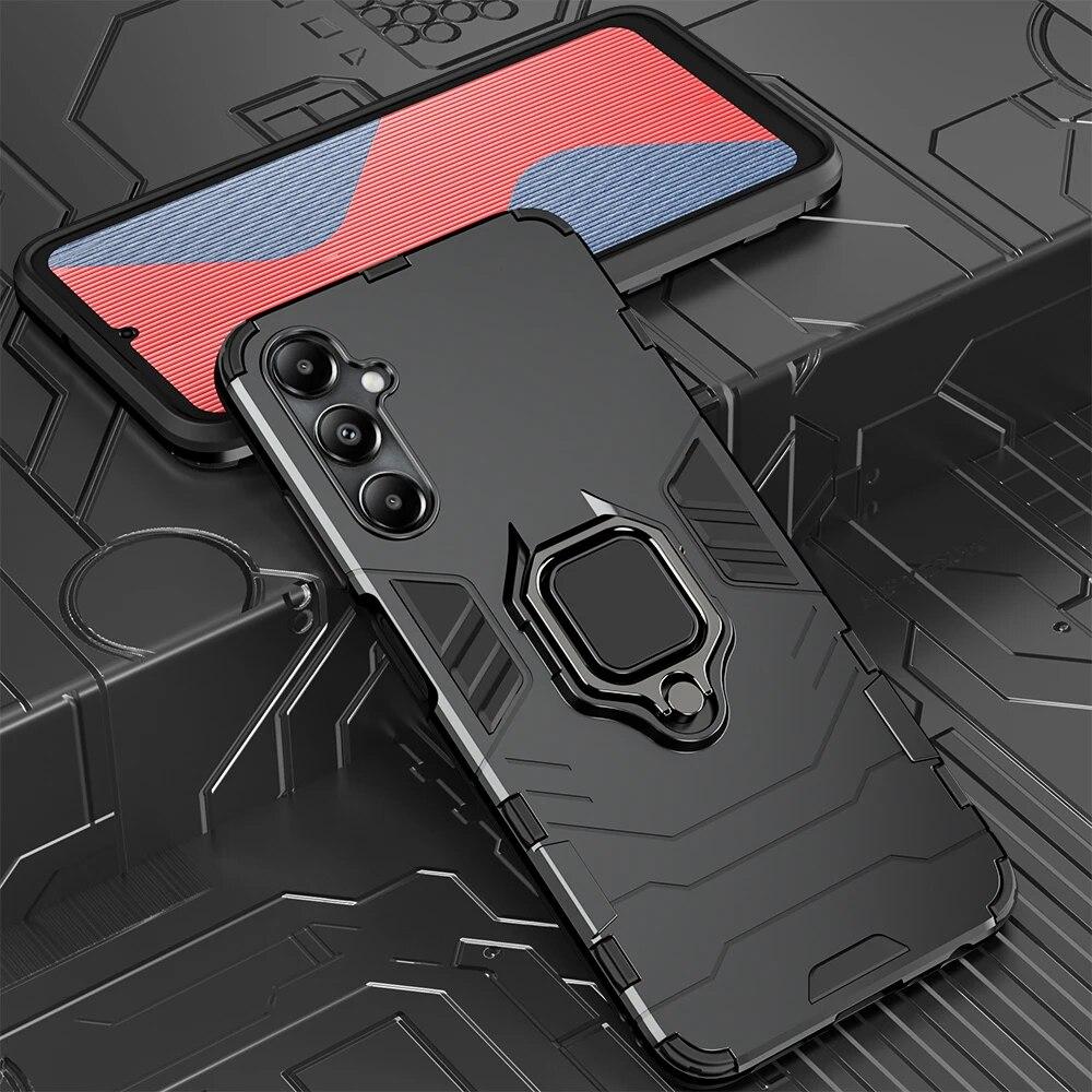 

Противоударный защитный чехол KEYSION для Samsung A05S A15 A05, мягкий силикон + ПК, металлическое кольцо-подставка, задняя крышка для телефона Galaxy A15 A05S 4G for Samsung A05S чёрный