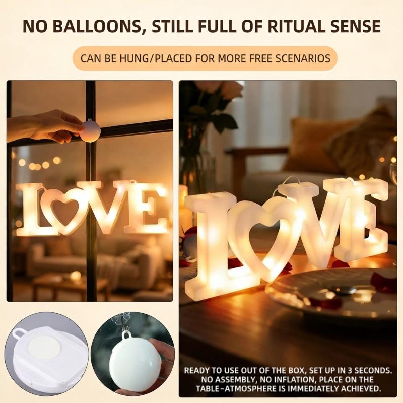 LED Illuminated LOVE Letter Sign Shatterproof PVC Glowing LOVE Letter Decoration for Wedding Valentine's Day Anniversary