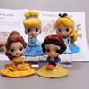 9cm Disney Anime Q Version Snow White Princess Alice in Wonderland Ariel Cinderella Princess Belle PVC Figure Model Toy Gift