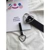 Fashionable Creative Women's Harajuku Heart-Shaped Buckle Belt with Detachable Pink Heart Pendant and Black Pu Strap