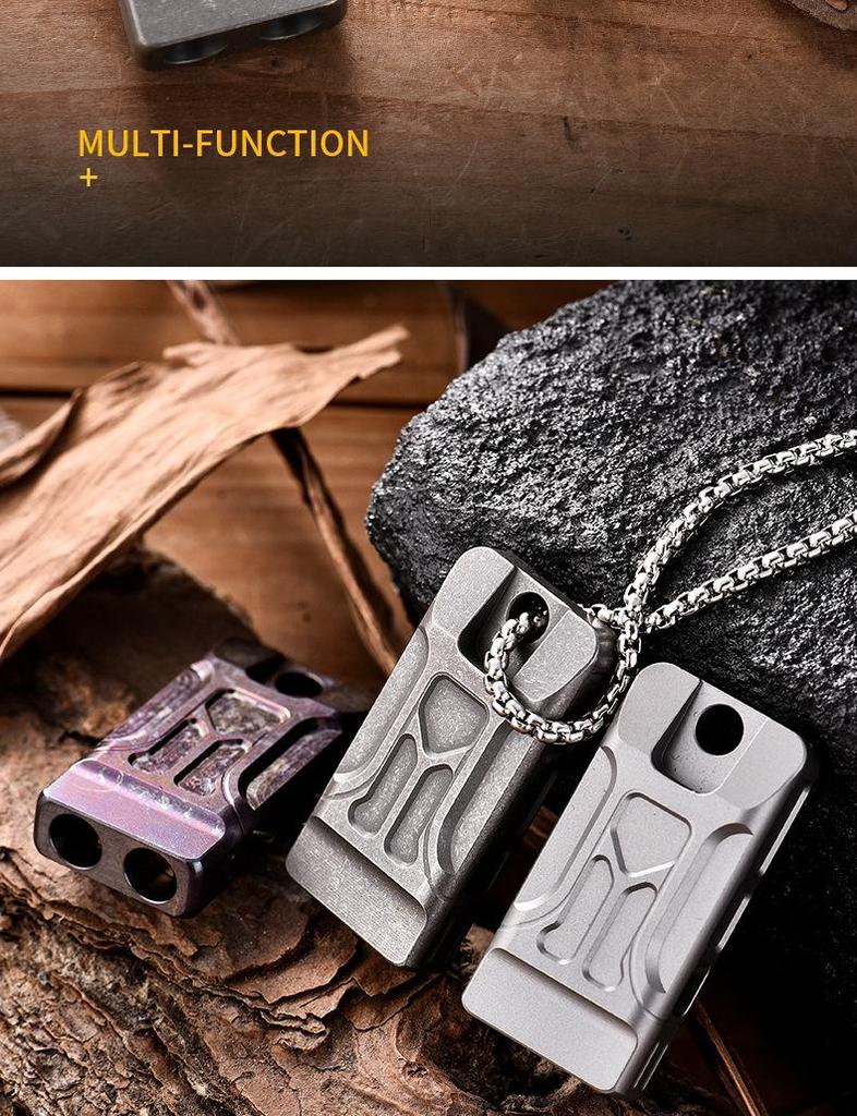 Titanium Double Tube High-Frequency Emergency Whistle for Outdoor Use