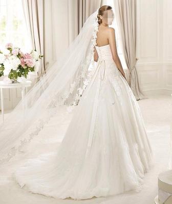 Korean Style Extra Long Lace Edge Bridal Veil