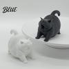 Cute Cat Desk Decor 3D Printed Yawning Chubby Figurine Black White