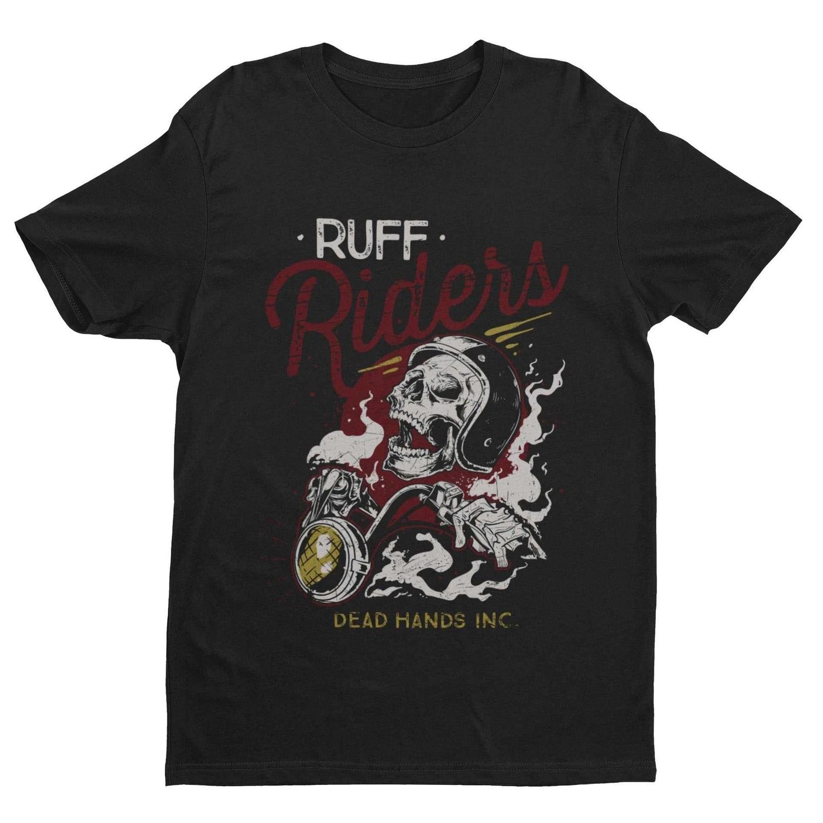 Ruff Riders Biker T Shirt Motorcycle Skull Helmet Design Motorbike Gift Idea S