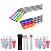 Elegant And Durable 8 Pcs Stainless Steel Metal Drinking Straws With Silicone Tips