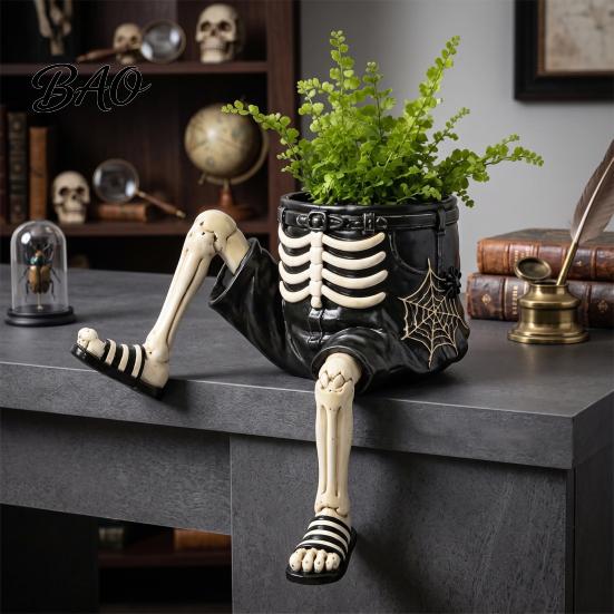 Holdbar Resin Sukkulent Holder 2 Stk. Finurlig Hængende Ben Planteholder, Hængende Siddende Blomsterpotte til Plante Sukkulenter, Sjov Halloween Skrivebord