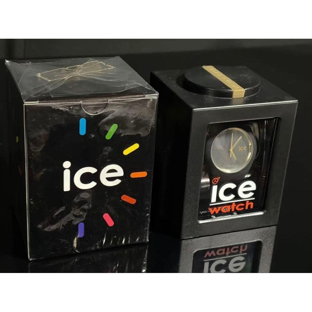 Used [Completely unopened product] ice watch BLACK/GOLD silicon watch wristwatch