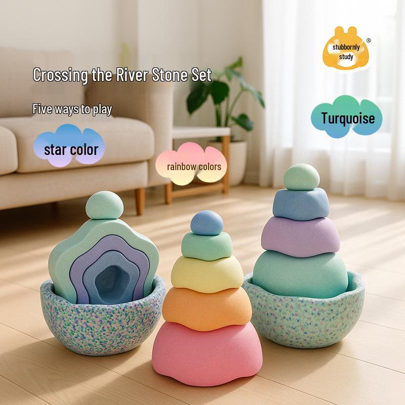 Rainbow River Stones Balance and Sensory Training Toys for Children