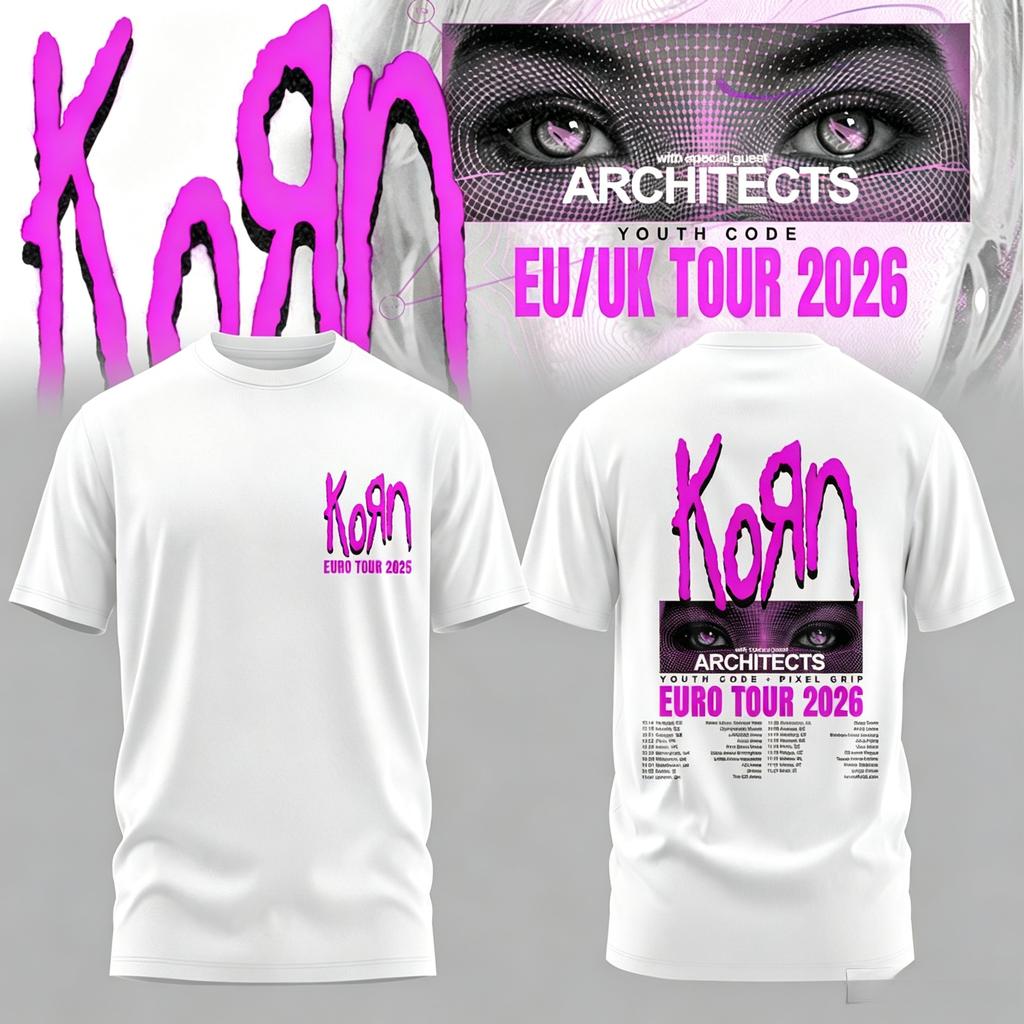 Unisex Korn Eu Uk Tour 2026 Tshirt Double Sided Graphic Numetal Band Oversized Streetwear Short Sleeve Tee