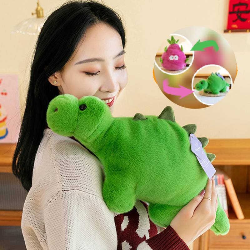 Creative Plush Flip Toy Pitaya Into Dinosaur Doll Avocado Into Cow Birthday Gift