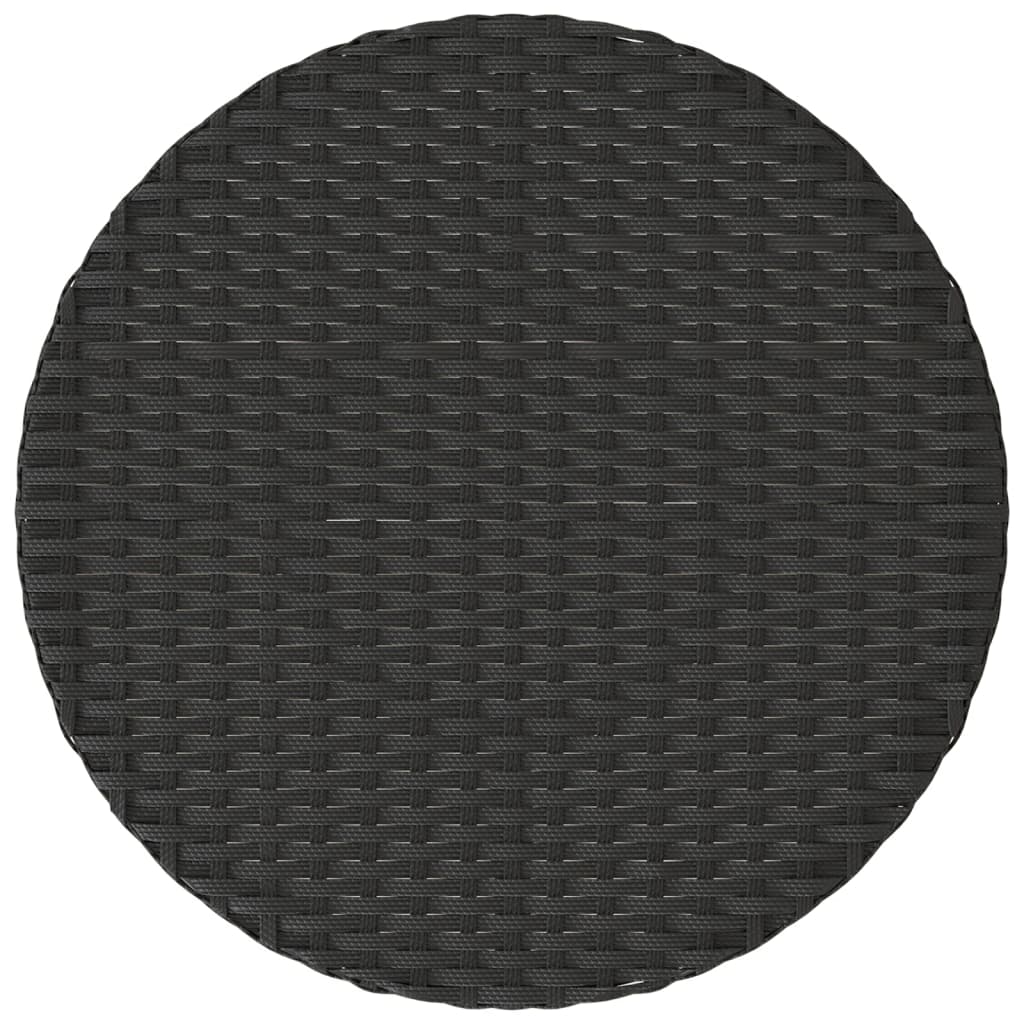3 Piece Bistro Set with Cushions Black Poly Rattan
