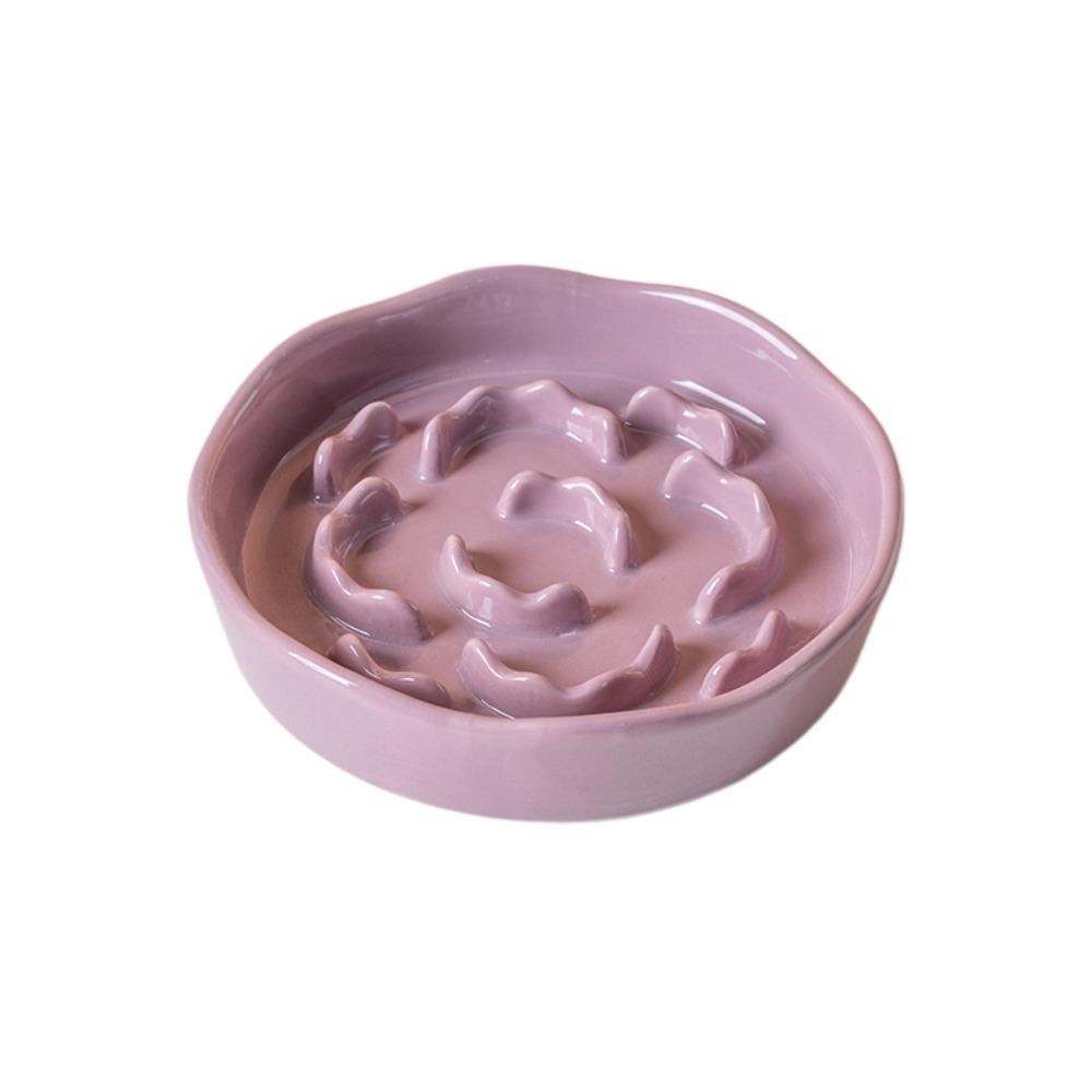 Anti Tipping Cat Slow Feeder Bowl Non-slip Cats Feeder Basin Wet Dry Food