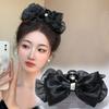 Elegant Temperament Fabric Bow Hair Clip For Woman Rhinestone Love Shark Clip Fashion Girl Ponytail Hair Clamp Hair Accessories