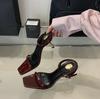 Fashion 2025 New Fashion High-Heeled Square Sandals A Word Temperament Sexy Thin Heels Open Toe Women'S Shoes