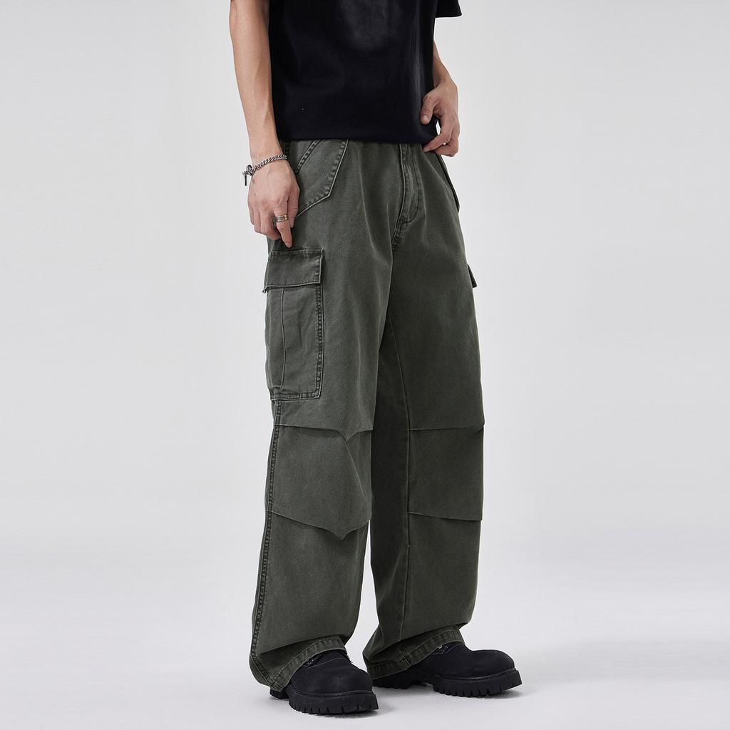New American outdoor tooling casual pants men's summer tide brand loose straight paratrooper pants mid waist