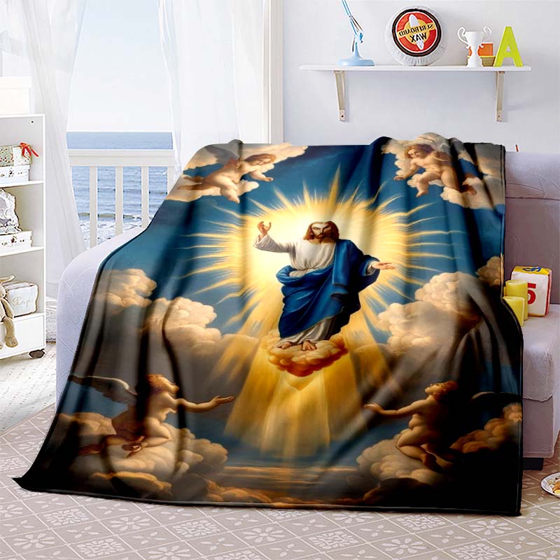 A Flannel Blanket Blessed by the Virgin Mary and Jesus, Suitable for Home Use, Including Bedrooms, Beds, Sofas, and Picnics.