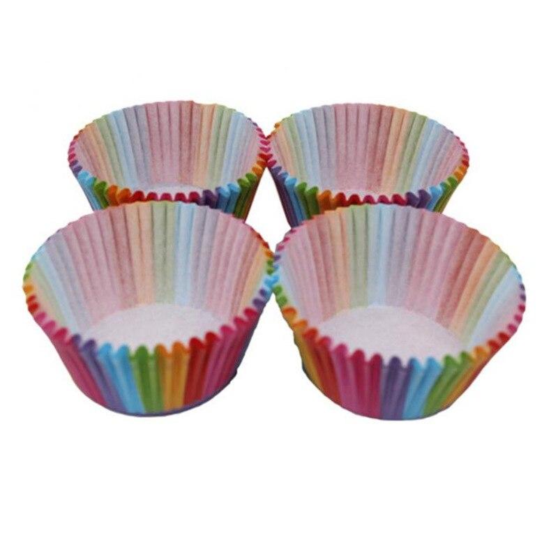 100Pcs Lovely Rainbow Cupcake Muffin Paper Case Party Baking Cake Cup Kitchen Tool Party Supplies