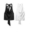 European and American Style, New Women's Clothing, Classic, Neck Collar Silk Satin Textured Top 2892650