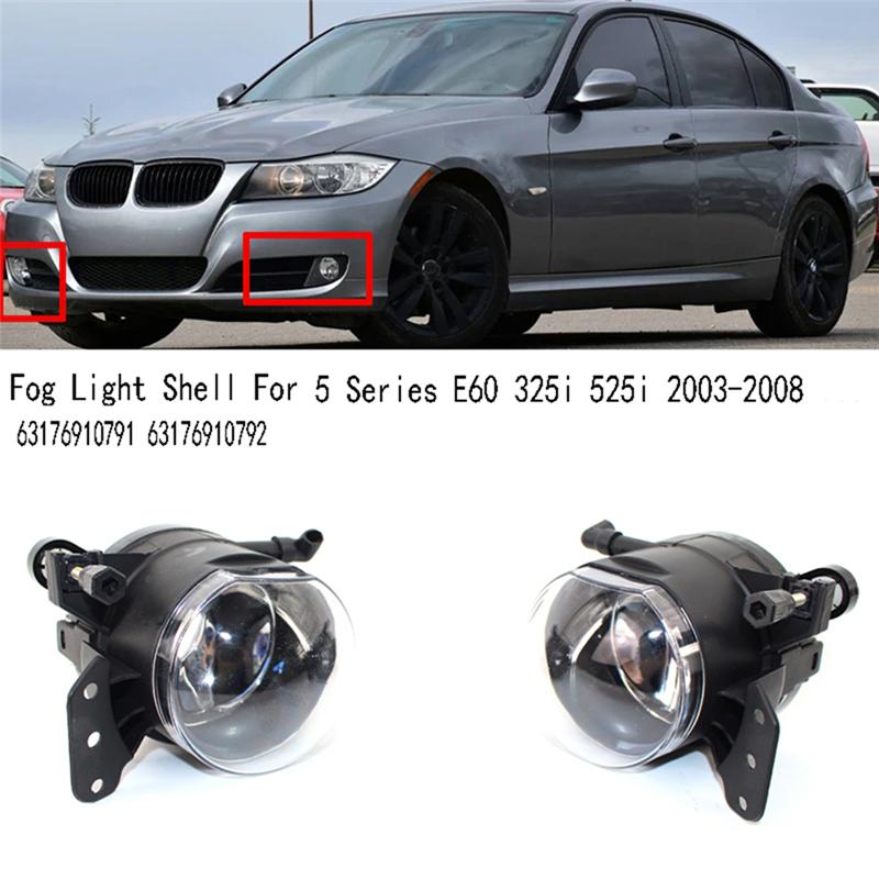 Fog Lamp Assembly With Bulbs For BMW 3 5 6 Series E60 E61 E90 E91 323i 325i 525i Front Bumper Anti Fog Light 63176910791