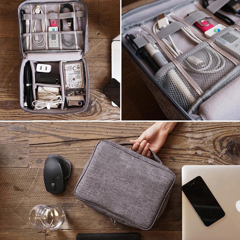 Travel Cable Bag Portable Digital USB Gadget Organizer Charger Wires Cosmetic Zipper Storage Pouch Kit Case Accessories Supplies