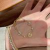 Light Luxury Sparkling Full Diamonds Copper Coin Chain Bracelet Exquisite Round Bracelets for Women Daily Banquets Jewelry Gifts