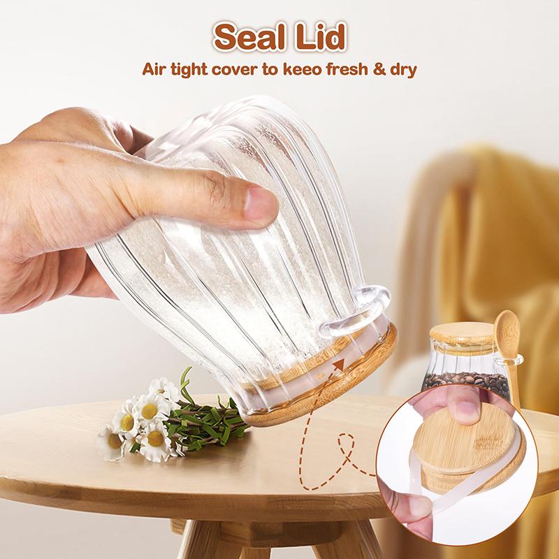 1 Pcs Glass Jars With Lids And Spoons Spice Beans Tea Glass Canisters Sealed Container For Yogurt Oatmeal Kitchen Accessories