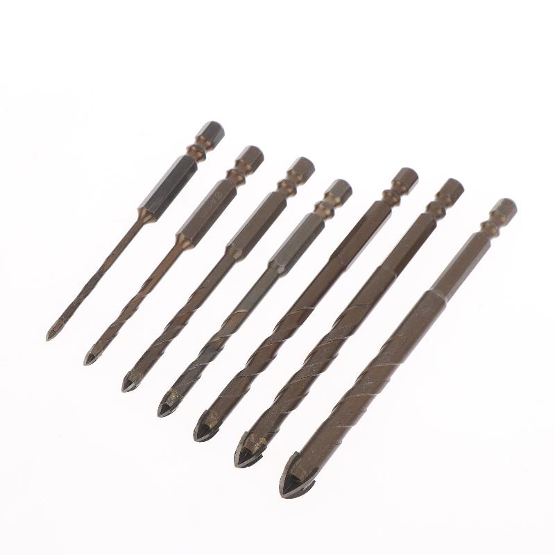 3-12Mm Hex Masonry Drill Bits Steel Metal Cross Drill Four-Flute Bits For Glass Cement Ceramic Concrete Wood Plastic