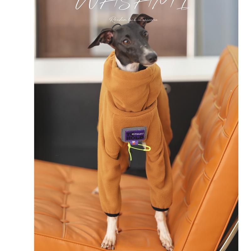 Fashion Italian Greyhound Clothes Brown Stretch Soft Fleece Whippet 4-legged Outing Dog Clothes Greyhound Warm Clothes in Winter