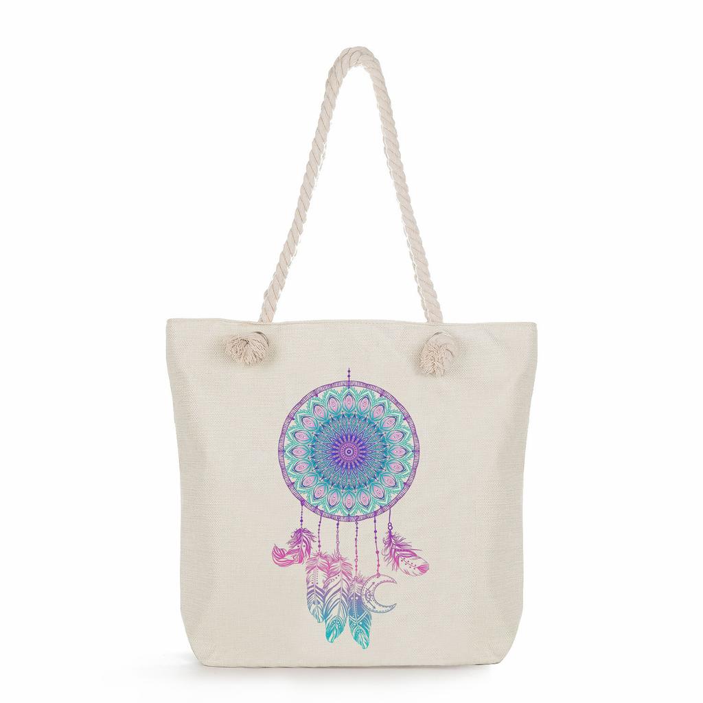 Dreamcatcher print thick rope single-shoulder beach bag 7309 KTB