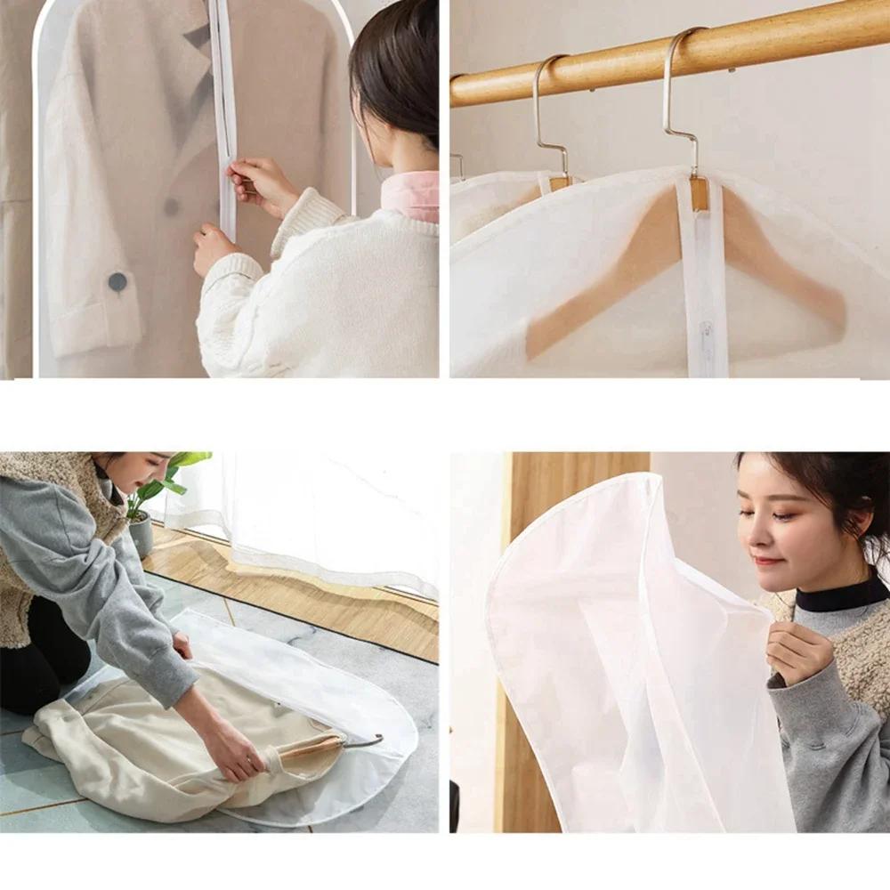 Transparent Fully Enclosed Clothes Hanging Cover-Dust Proof Storage Bag with Zipper Perfect for Wedding Dress Suit Blazer & Coat