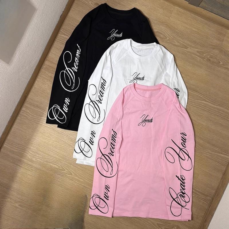 European and American round neck long sleeved letter printed men's loose casual color blocked top