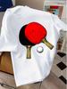 Unisexs Navy Crew Neck Tee Vintage Table Tennis Racket Ball Graphic Sports Loose Summer Casual Daily Soft Street Short Sleeve Shirt