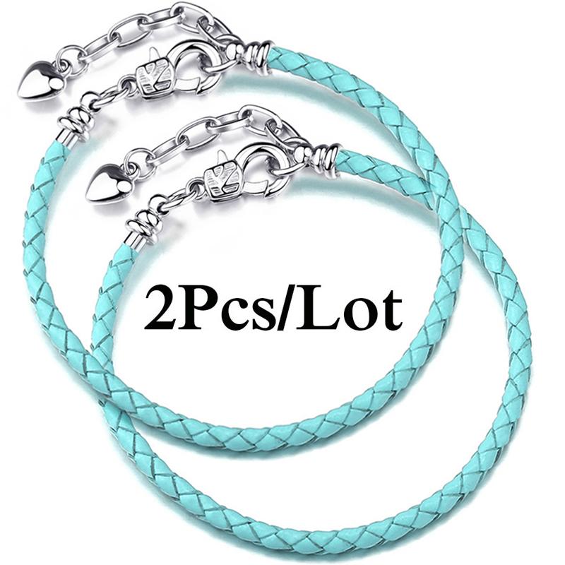 2 szt./partia Specjalna Oferta Skórzane Bransoletki Łańcuszkowe Pasują do Ręcznie Robionych Koralików Bransoletki z Charmsami Dla Par Pulsera Biżuteria Dla Kobiet Mężczyzn Hurtownia