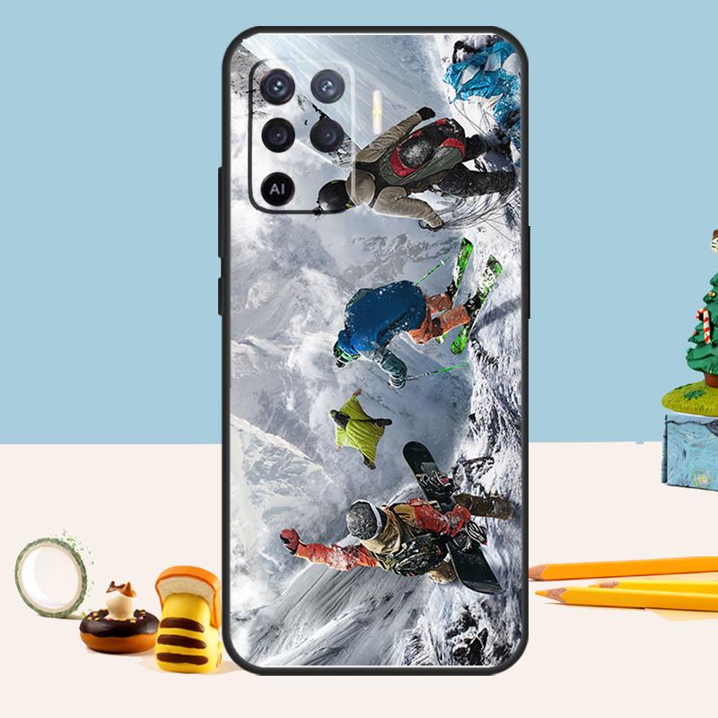 Ski Neige Snowboard Case For Oppo A54 A74 A94 A80 A60 A40 A18 A38 A58 A78 A98 A96 A76 A16 A15 A17 A57 A5 A6 Pro