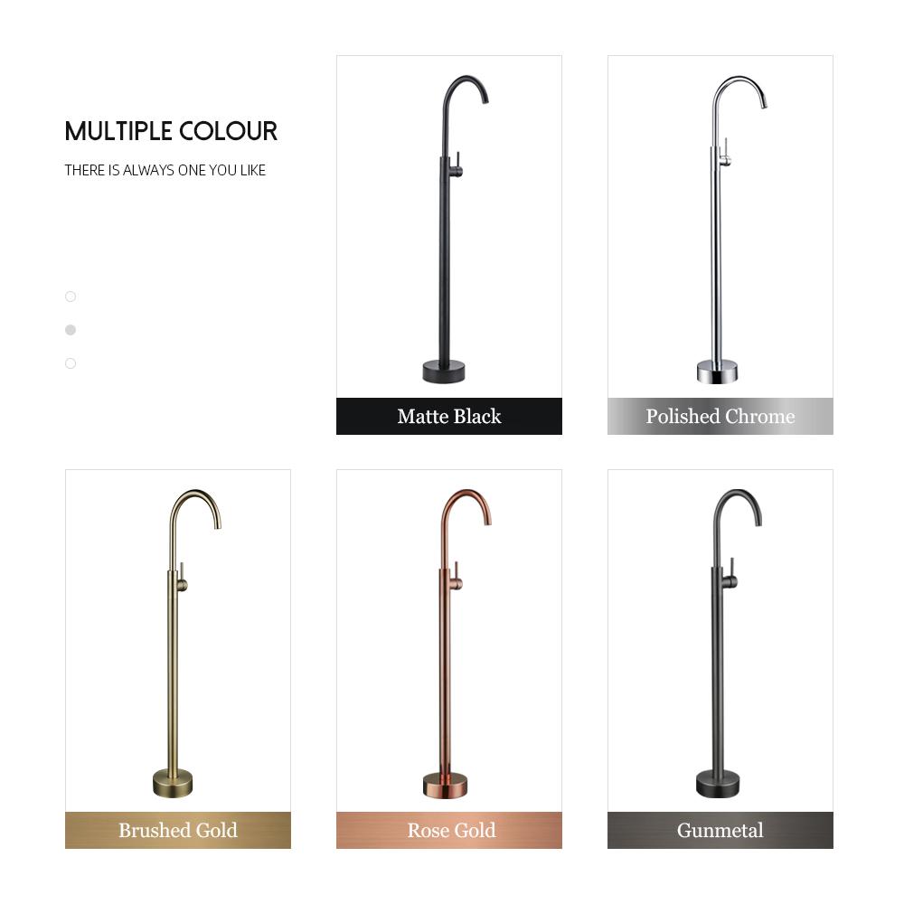 Bathroom Faucet Matte Black Bathtub Shower Faucet Round Floor Stand Mixer Single  Handle Hot Cold Water Tap Bagnolux