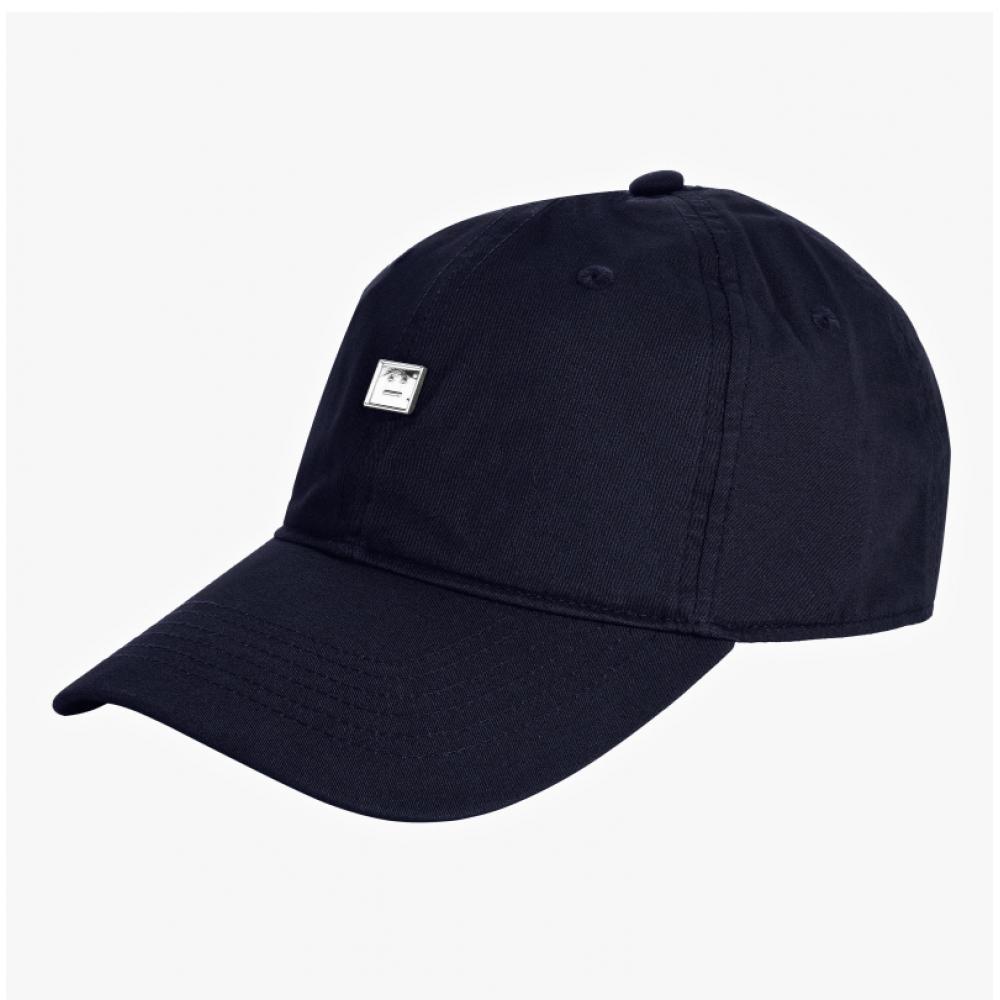 Acne Studio C40389 Navy Blue  885  Face Logo Metal Patch Ball Cap