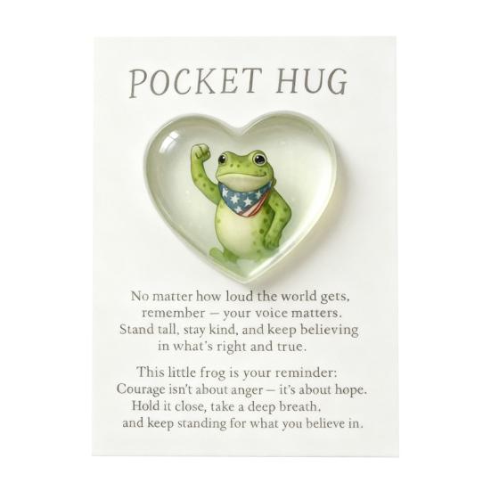 Frog Pocket Hug with Gift Card Frog Again The Machine Protest Pocket Hug Token Emotional Support Frog with Inspirational Cards Keepsake Gift