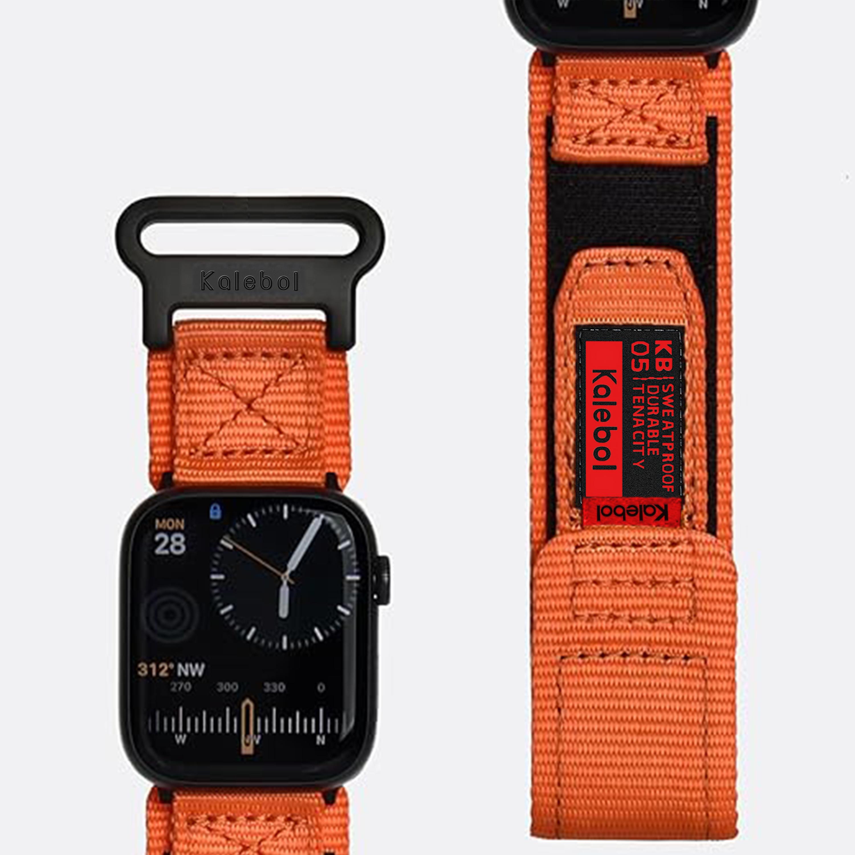 Нейлоновый ремешок для занятий спортом на открытом воздухе для Apple Watch Series Ultra 9, 8, 7, 6, 5, 4, 3, 2 Se, 49 мм, 41 мм, 45 мм, ремешок на липучке для IWatch 40, 44 мм 42 44 45 49mm оранжевый