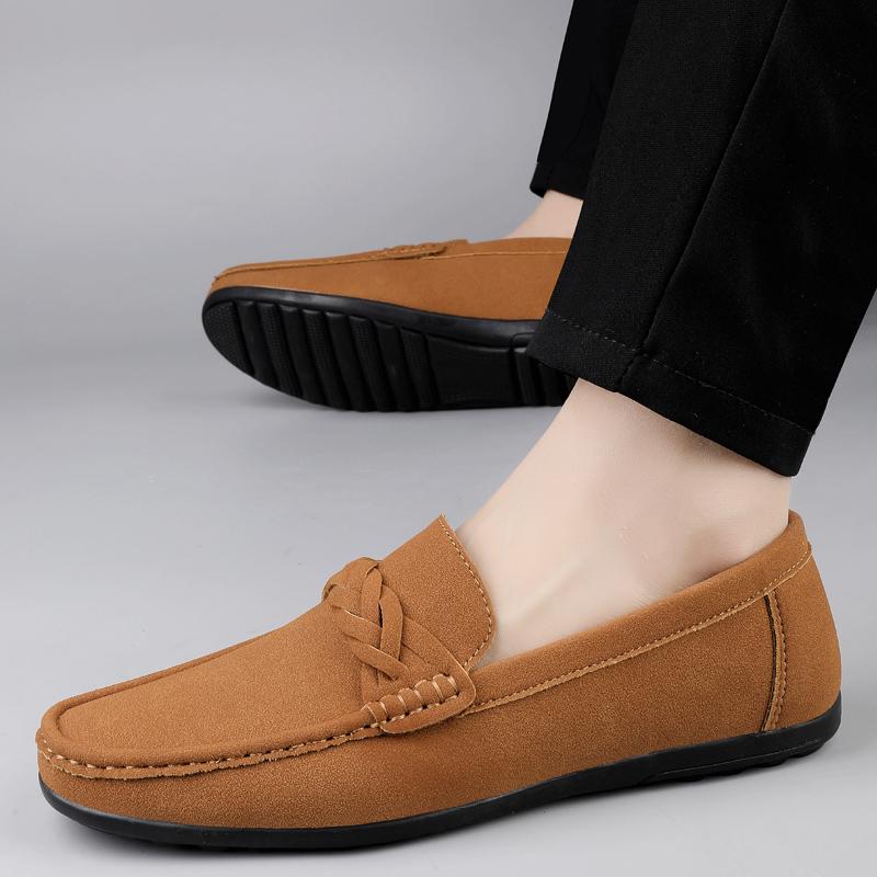 Fashion Fashionable and Casual Lazy Bean Shoes Brand Flat and Comfortable Business Office Commuting Shoes Quality Men's Leather Loafers