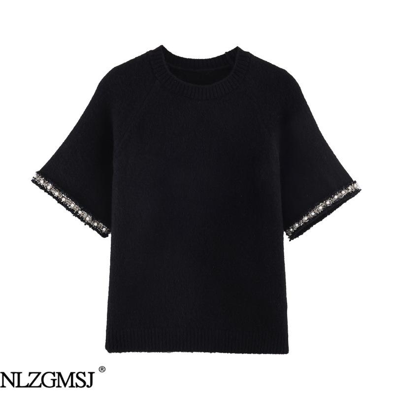 2026 Spring European & American Style Faux Pearl Knitwear Large