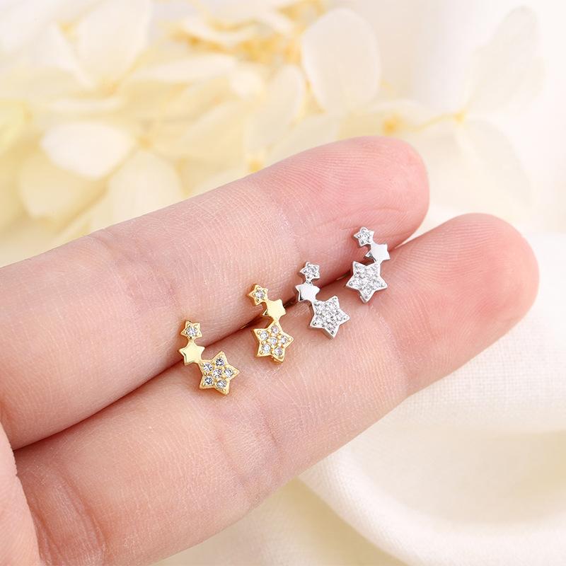 Elegant Star Screw Back Earrings For Women Hypoallergenic Studs Comfortable For Sleeping No Removal Needed