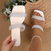 Fashion open-toe square-toe high-heeled shoes for women's outward wear Summer new stiletto pearl sheer belt sandals and slippers