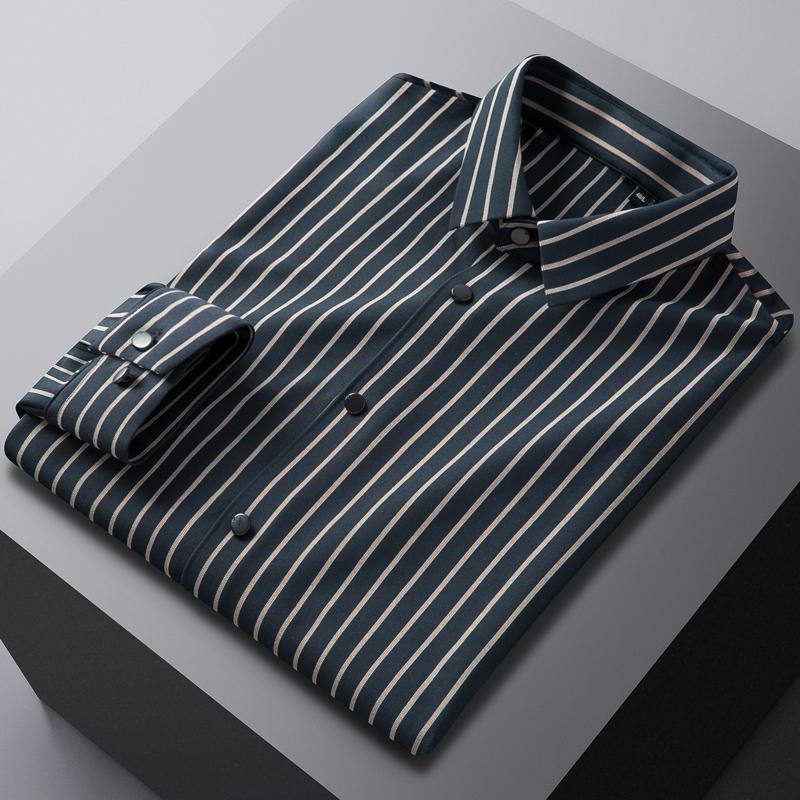 Elegant Classic Design Slightly Stretch Button Up Shirt, Men's Clothes Iron-Free Long Sleeve Dress Shirts For Spring Fall Winter