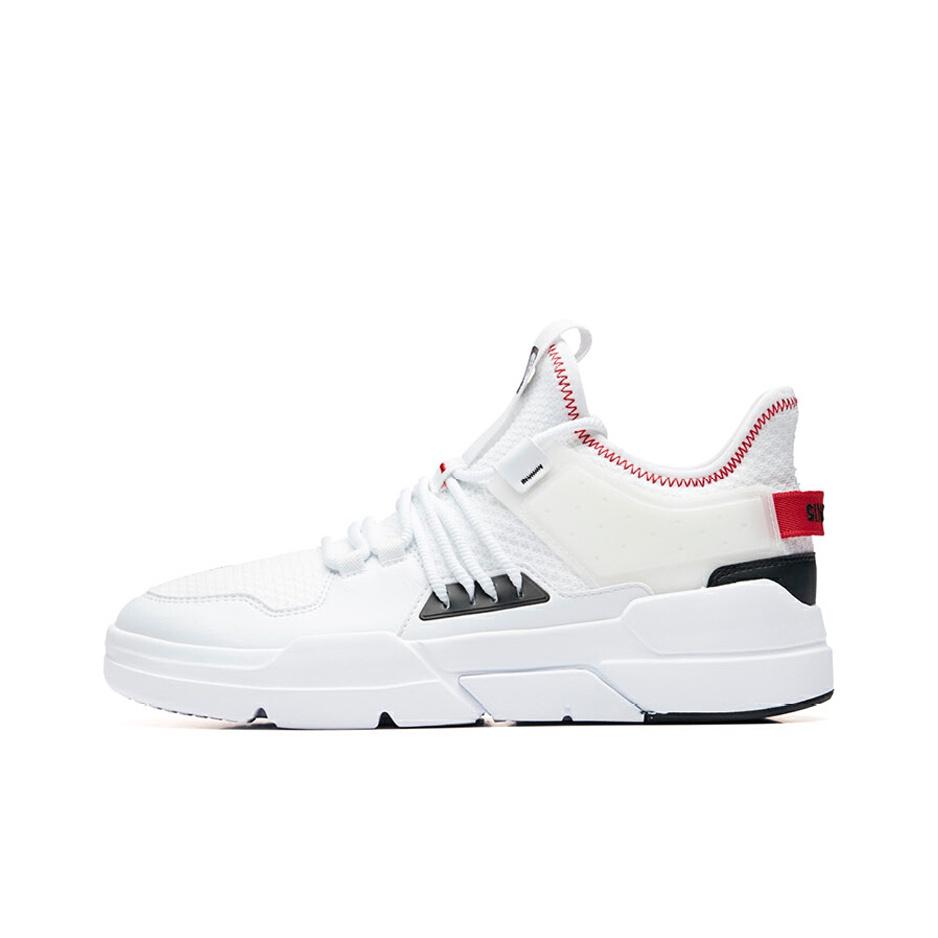 Anta Lifestyle Series Synthetic Leather Fabric Cushioning Wear-Resistant Low-Top Sneakers Men sneakers White Red Black 91938085-1 42.5