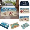 Waterproof Outdoor Patio Mats Beach House Entrance Rug, Starfish Shell Welcome Mat, Non-slip Coastal Indoor Utility Bathroom Door Mat for Front Decor