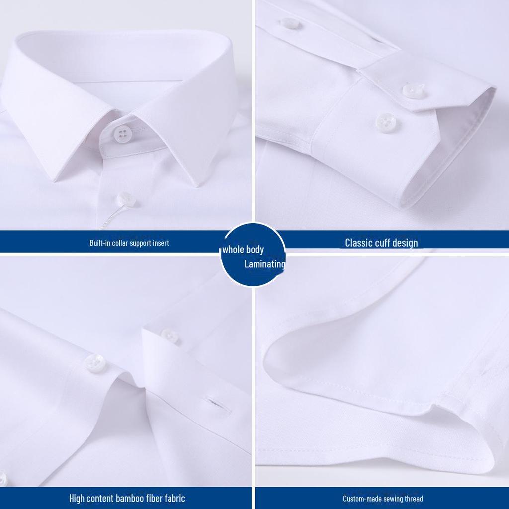 Men's Plus Size Long-Sleeve Bamboo Fiber Shirt - Breathable & Draped for Spring and Autumn