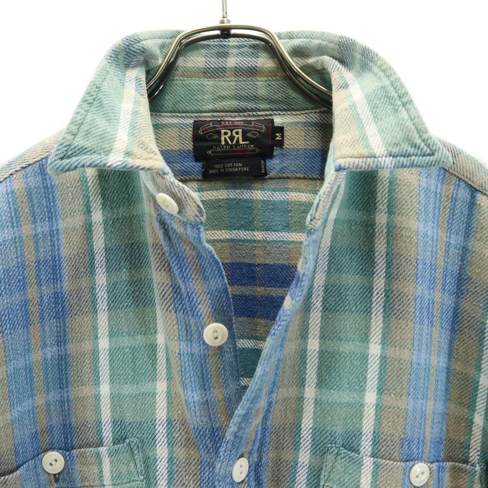 RRL 90s Initial Tag Red 3 Stars Old Check Pattern Long Sleeve Flannel Shirt Men's Used