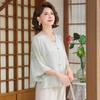 Summer 2026 Imitation Silk Short-Sleeve Blouse - Fashionable Plus Size for Middle-Aged & Elderly Moms