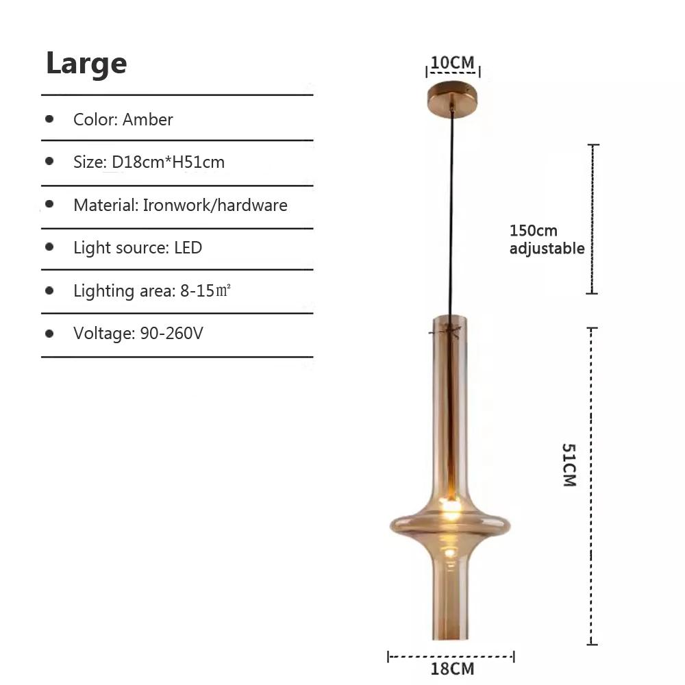 Nordic LED Glass Pendant light Post Modern long tube Simple Creativity Loft Hanging Lamps Cafeteria Bedroom bedside lamps